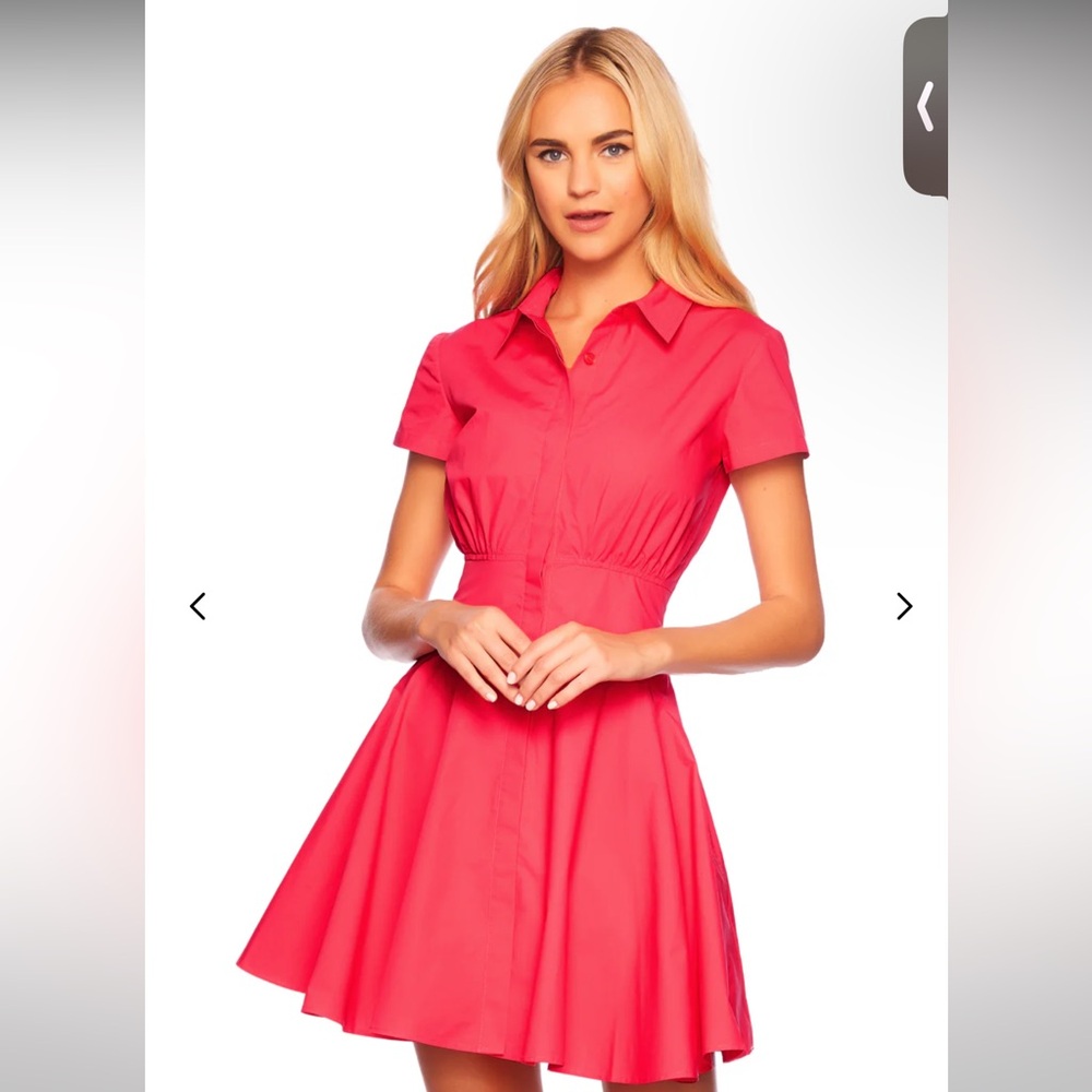 NWT Susana Monaco Poplin Cotton Shirred Mini Shirtdress Button Down Small